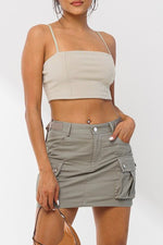 Jessie Low Rise Cargo Mini Skirt - Taupe